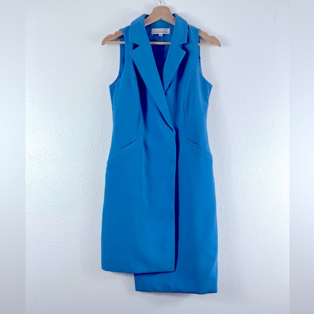 adelyn rae Olive woven tuxedo sleeveless blue dress XS